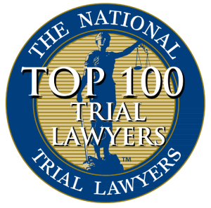 The National Trial Lawyer seal. Top 100 trial lawyers.