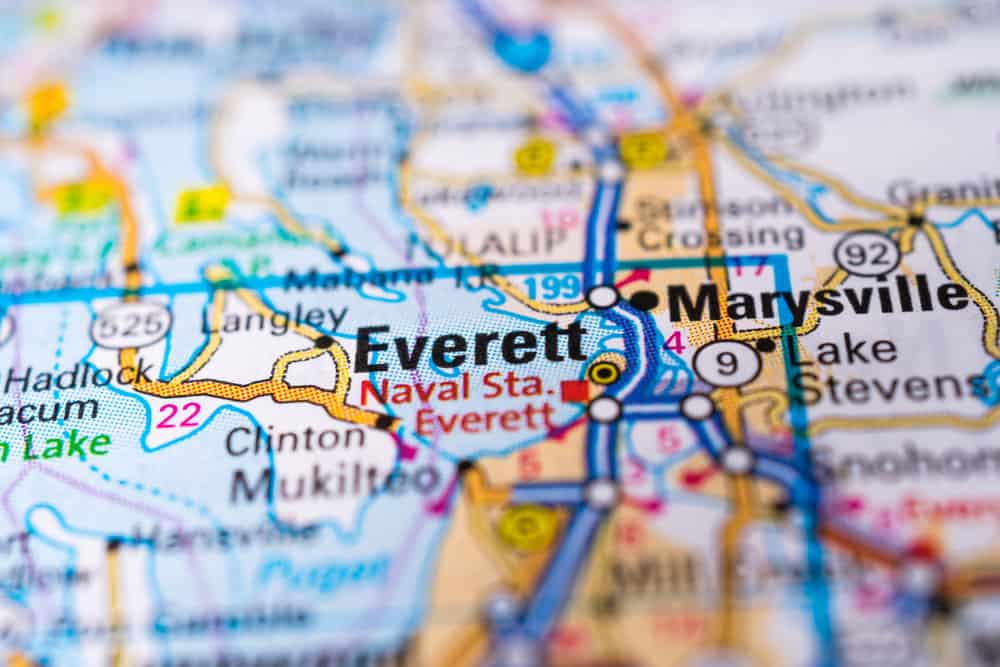 Everett on the map background