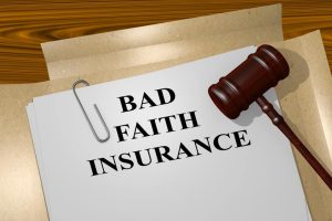 3D illustration of BAD FAITH INSURANCE title on Legal Documents. Legal concept.